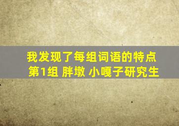 我发现了每组词语的特点 第1组 胖墩 小嘎子研究生